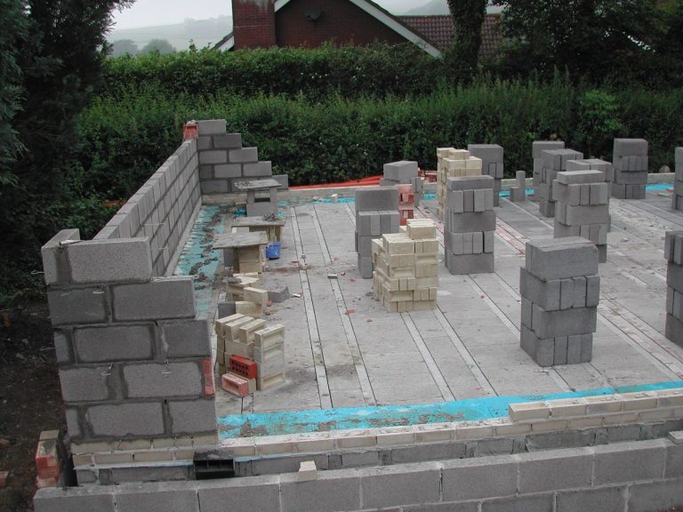 Concrete block and beam construction in Axminster. 