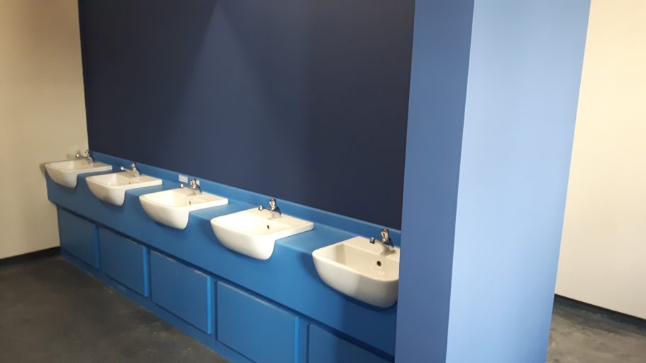 Basins can be accessed from below for maintenance. Basins can be accessed from below for maintenance.