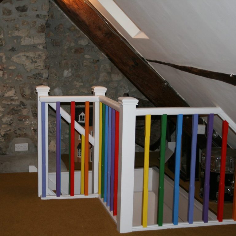 Rainbow stair case in Axminster.