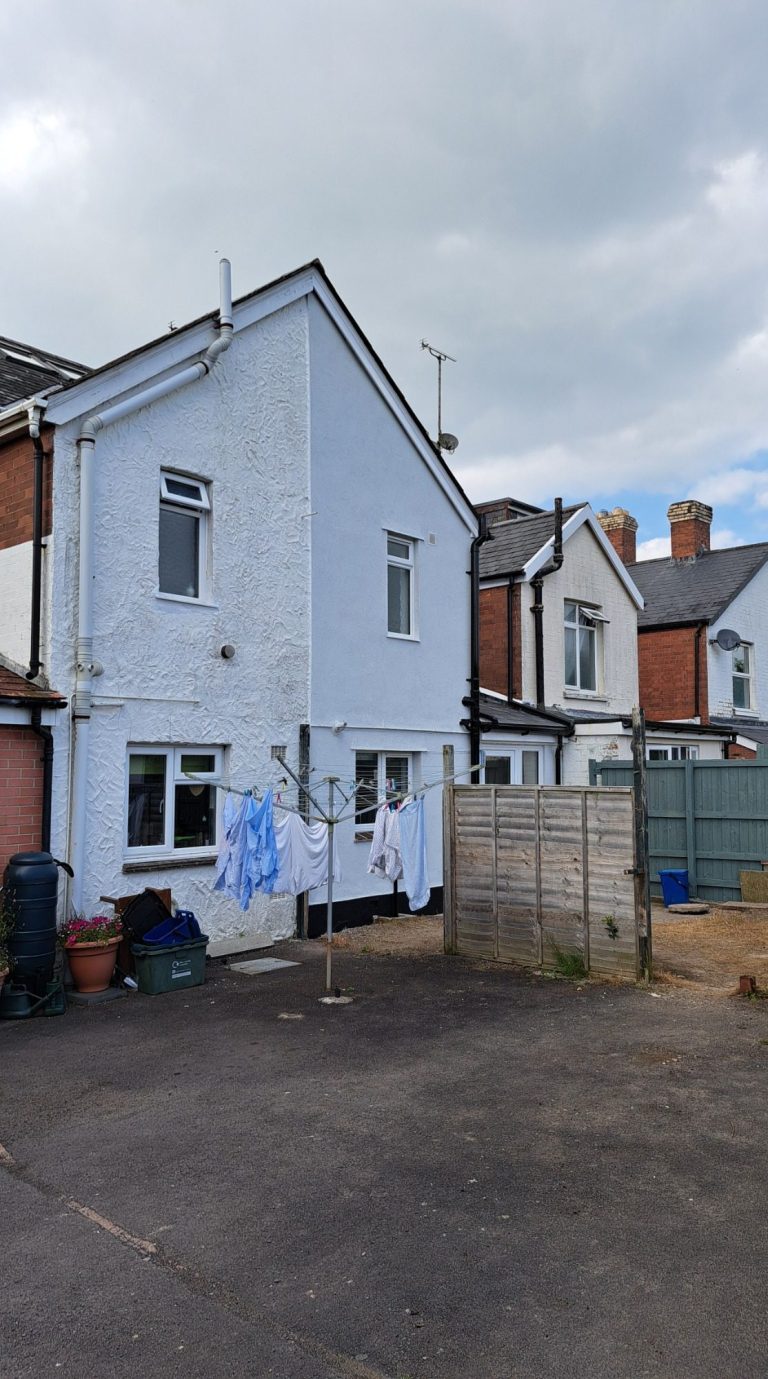 External rendering of a terraced home in Axminster 2025. Insulation was added on the external and internal walls.