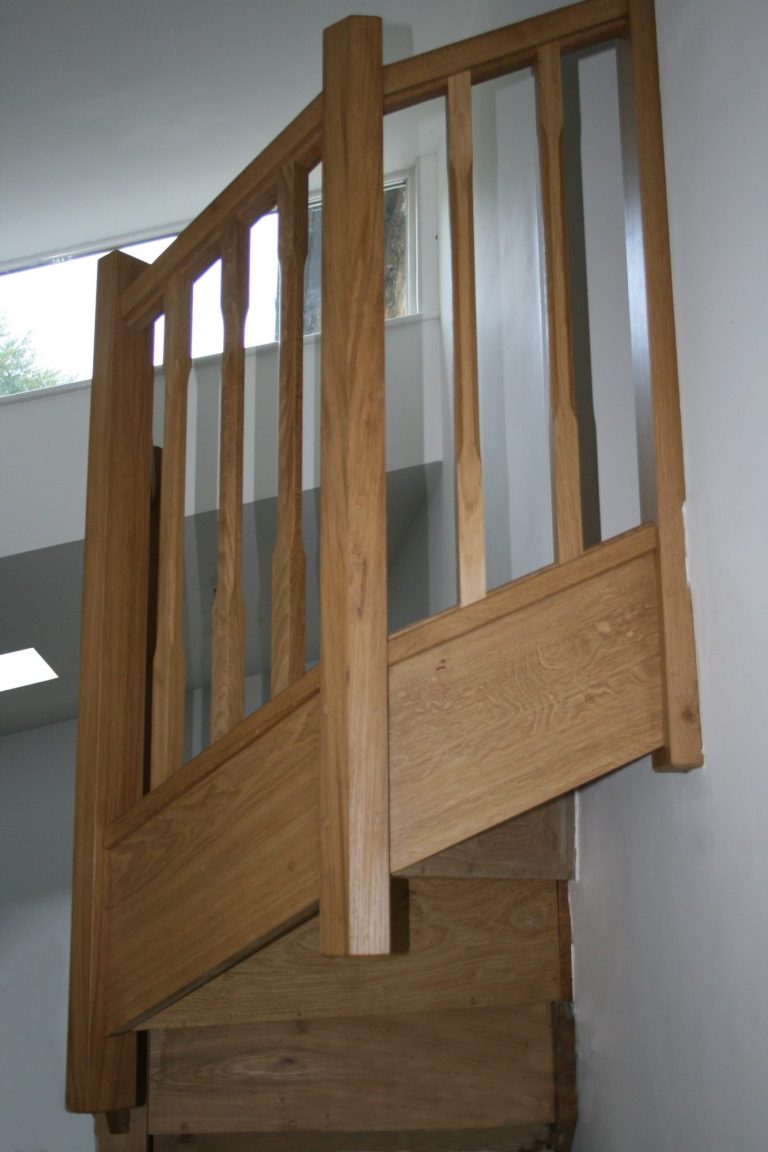 Solid oak stair case in Lyme Regis.