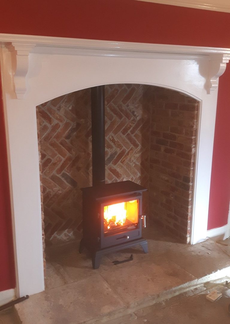 Exquisite fireplace refurbishment in Harcombe near Lyme Regis Charmouth Log burners chimney lining and insulation Axminster farm house
