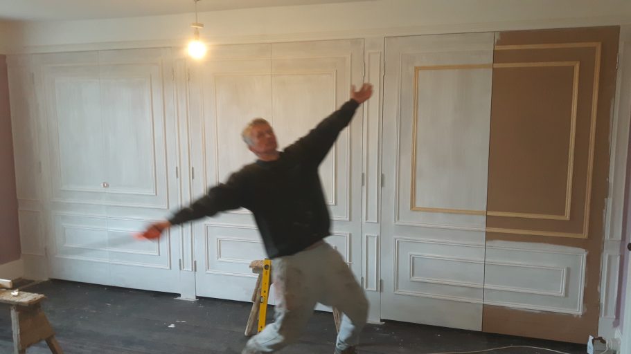 Colin was very happy about his new work of art. Colin was very happy about his new work of art.