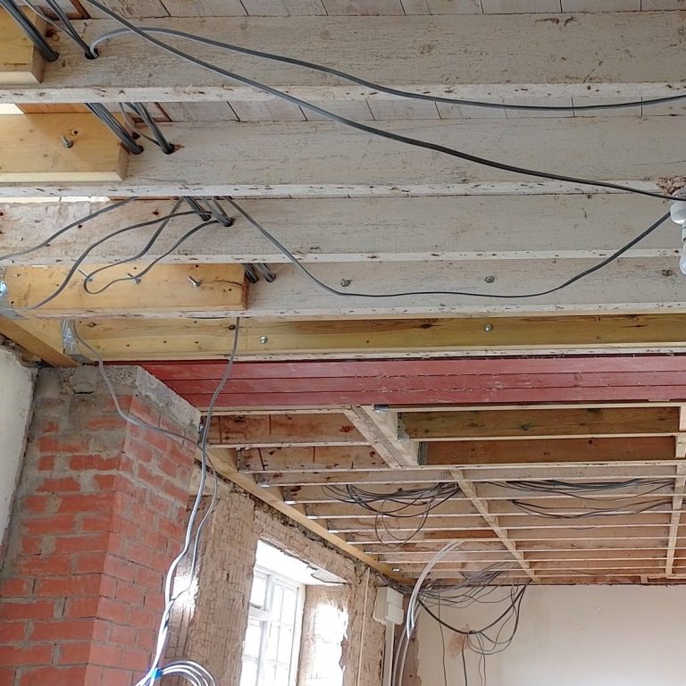 Structural steel replaces internal walls in an old farm house. Marshwood 2023.