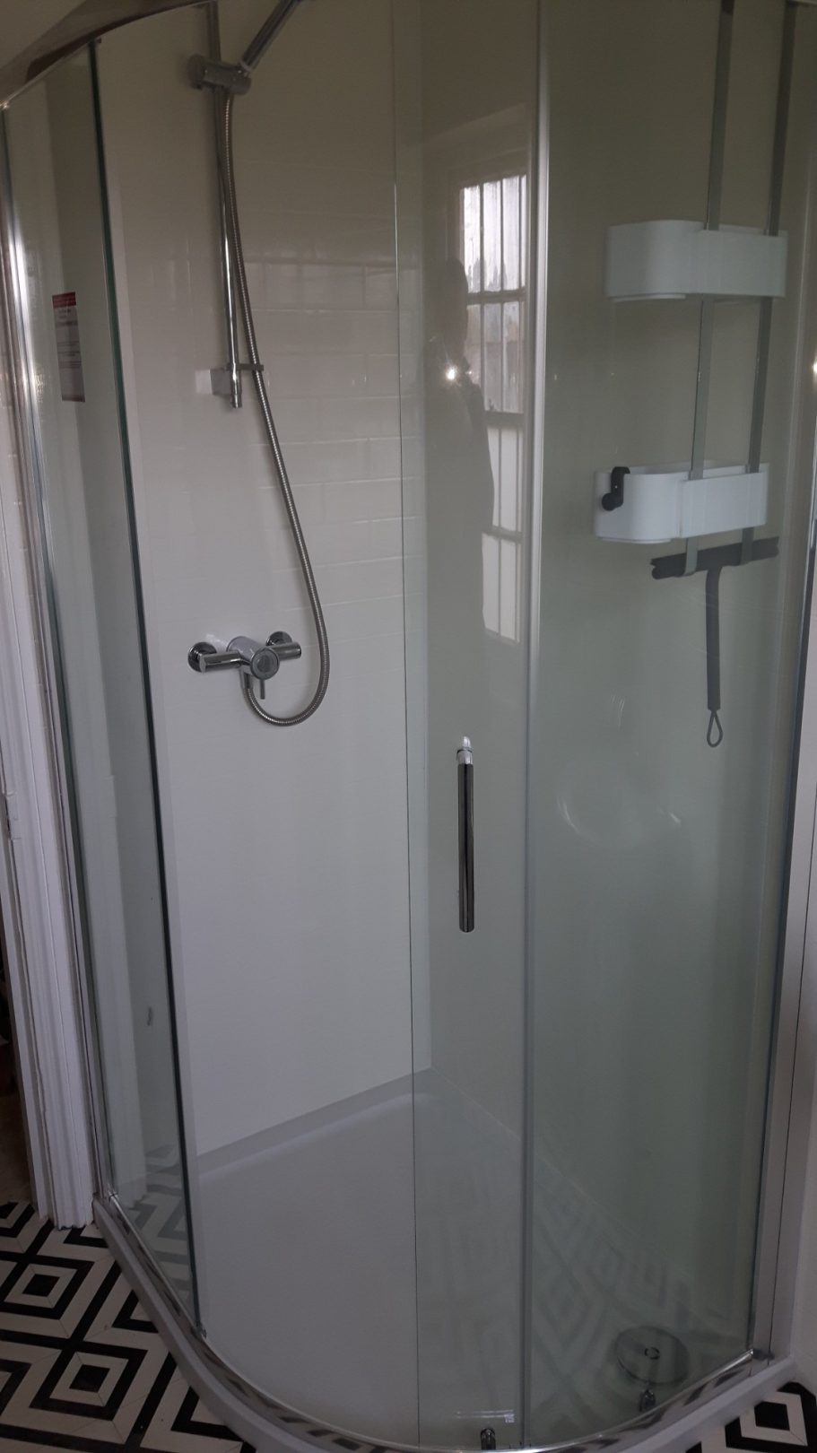 A shower cubical from the smallest of the three bathrooms. A shower cubical from the smallest of the three bathrooms.