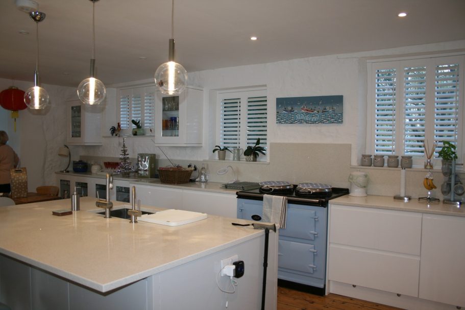 Traditional kitchen connects to the glass corridor. Traditional kitchen connects to the glass corridor.