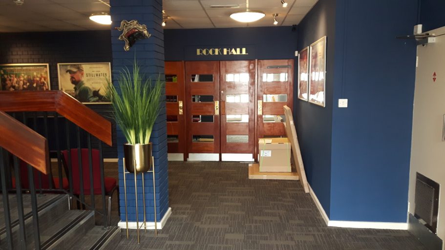 Rock hall doors were repaired and repainted. Rock hall doors were repaired and repainted.